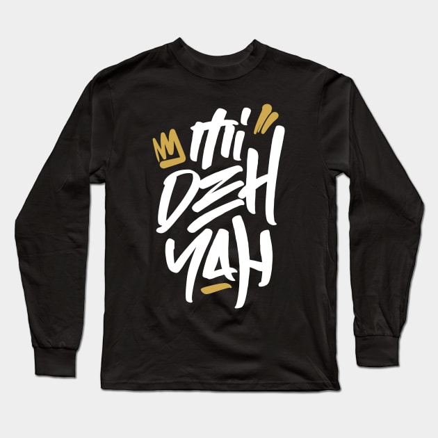 Mi Deh Yah Rasta Saying Graffiti Tag Style Reggae Long Sleeve T-Shirt by rastauniversity